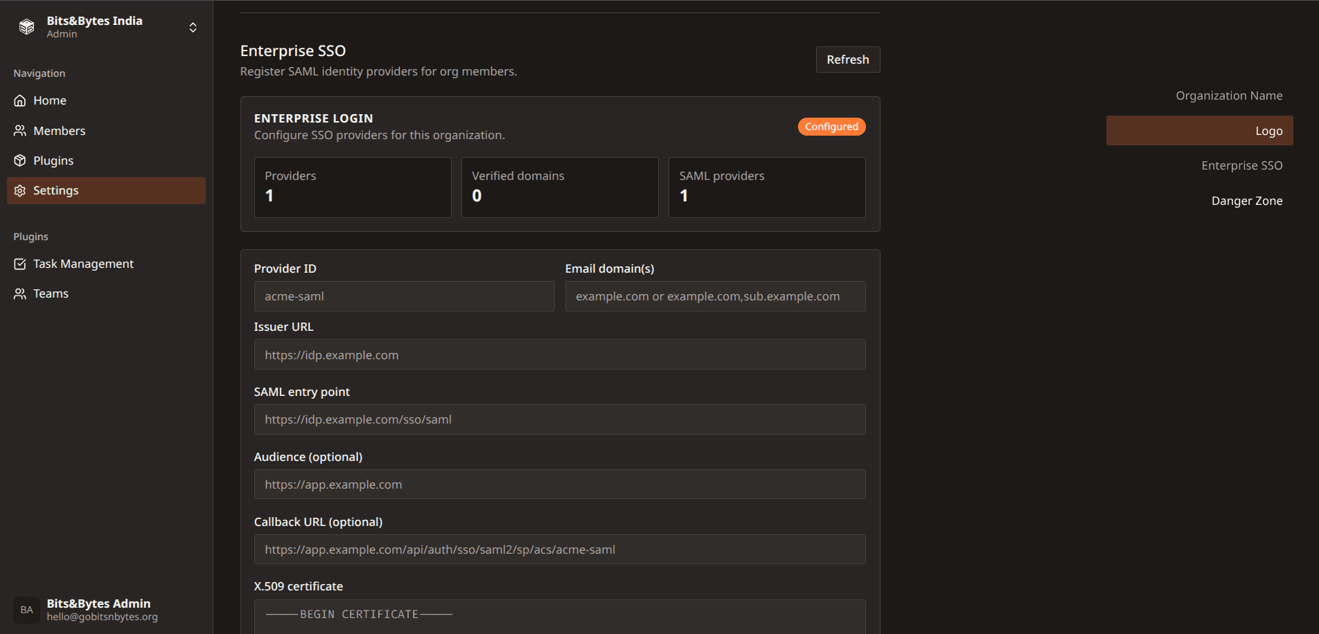 Club settings and enterprise configuration preview
